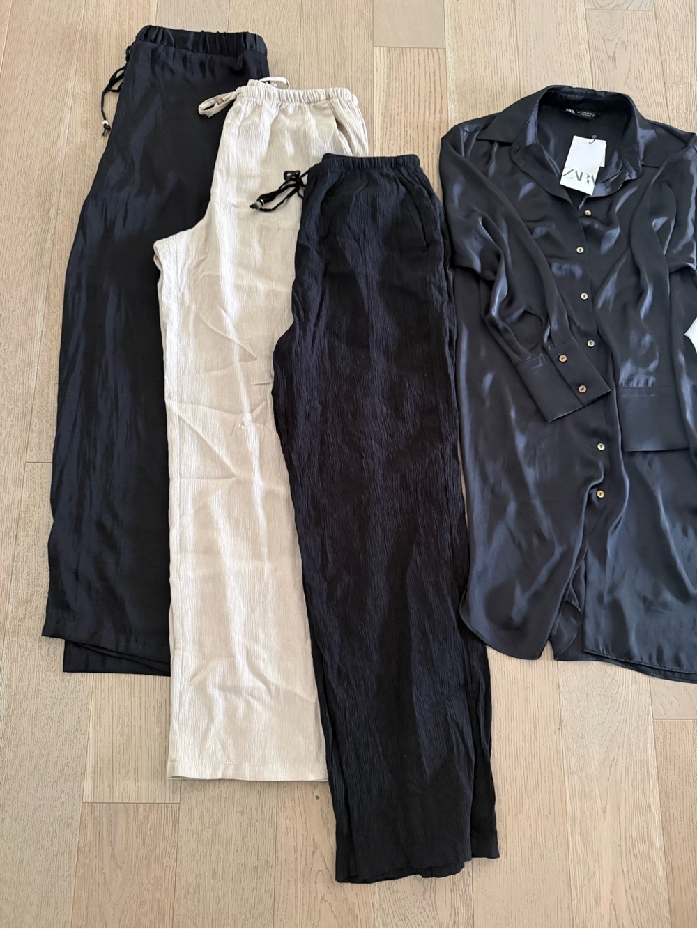 Zara - Drawstring pants & satin button down tops bundle - Picture 4 of 4